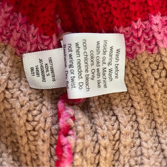 SO brand beige, pink, and red striped crew neck sweater Y2K women’s small - Picture 7 of 7